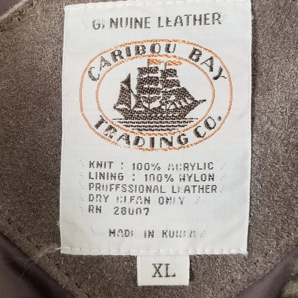 Caribou Bay Jacket Mens XL Beige Vintage 80s Suede Leather Knit Mixed Bomber